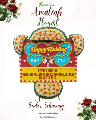Karangan Papan Bunga Pernikahan di Akeguraci